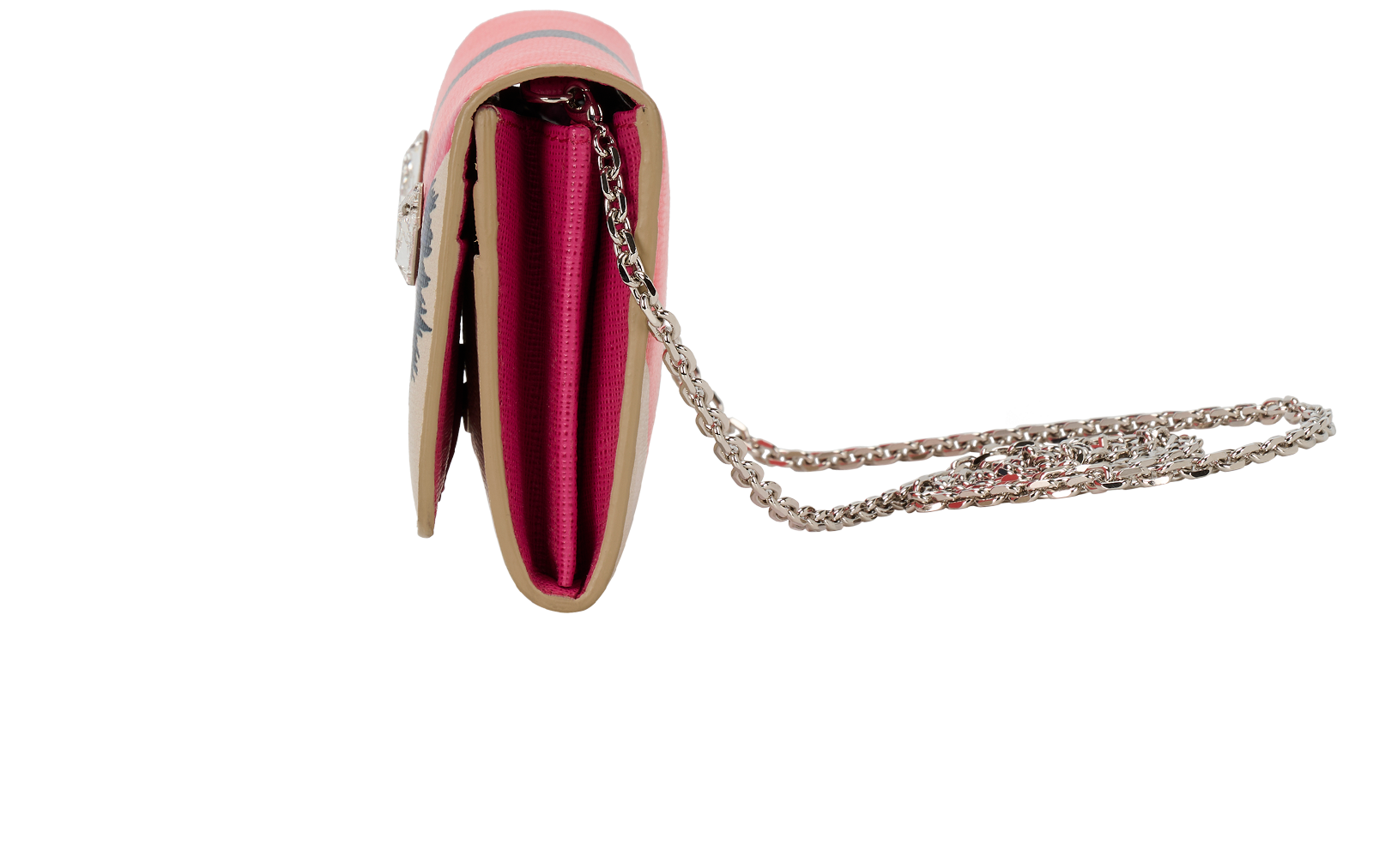Elite Monster Wallet On Chain, &pound;295, Handbags, Beige/Pink, Leather, Bottom view
